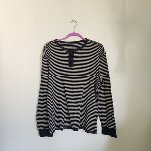 J. Crew Navy and White Striped Henley